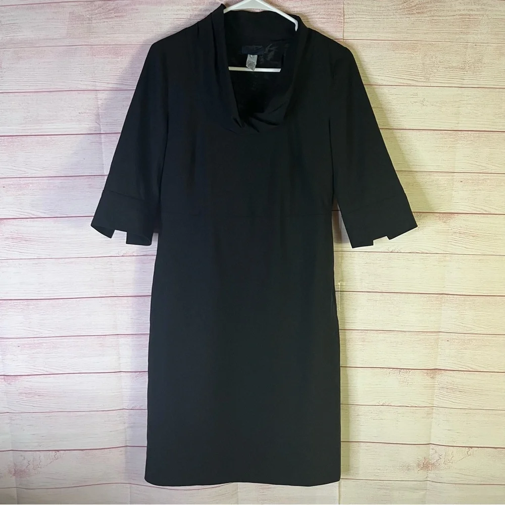 J.Crew Black Cowl Neck Wool Blend‎ Sheath Dress Size 4